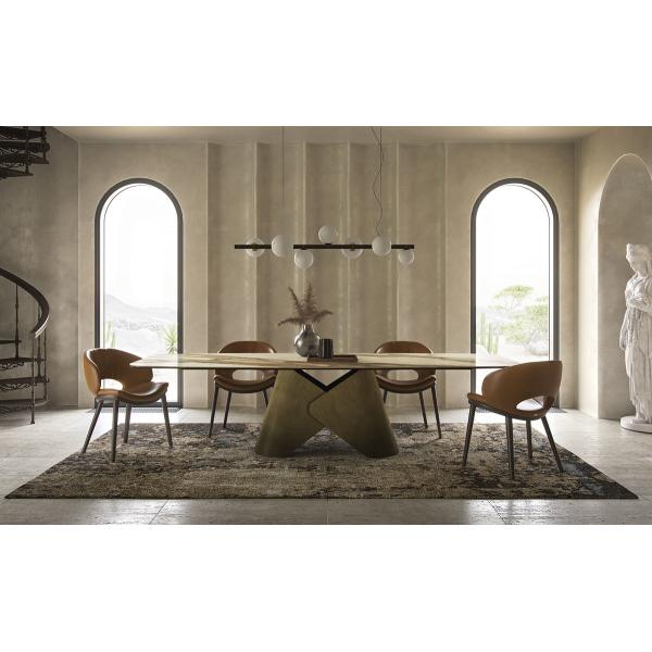 South American Style Modern Simple Rectangle Personality Metal Base Table Marble Top Dining Table