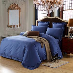 Buy cheap Dark Blue Home Textile Products Egyptian Cotton Bedding Sets Good Permeability product