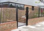 Black Powder Coated Backyard Metal Fence / Metal Security Fencing For 3 Rails