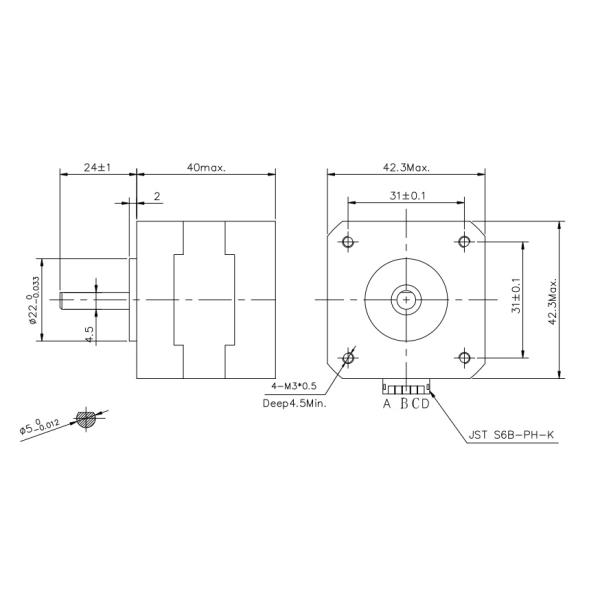 Nema17 Hybrid Stepper Motor High Torque 4.0kg.cm 56oz.in With Fast Connector D-shaft For 3d Printer