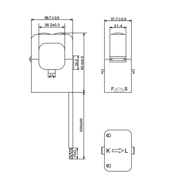 Split Core Current Transformer KCT-36 300A/100mA 400A/40mA 500A/50mA 600A/60mA 300-600/0.333V AC Current Sensor Split