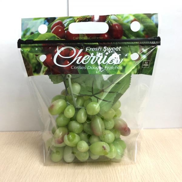 Clear fresh fruit packing bag with zipper and breath hole/ Fruit plastic bag for strawberry,grape,Cherry tomatoes
