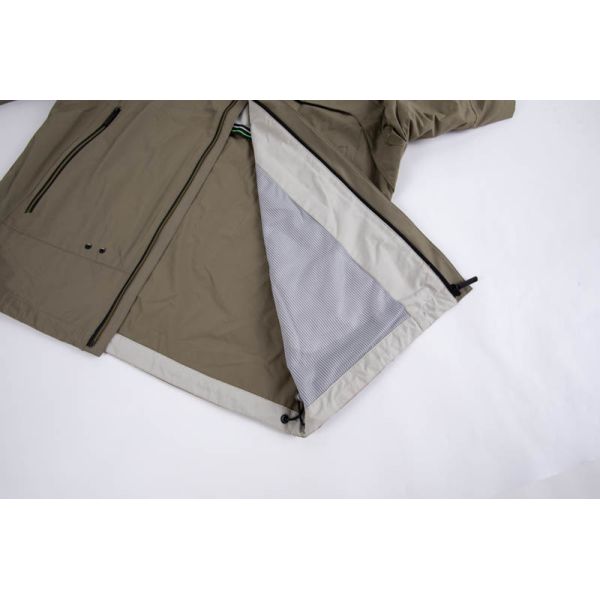 Men's Lightweight Ripstop Shell Jacket with Adjustable Bungee Drawcord Hem and Partial Striped Inner Lining