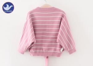 Buy cheap Batwing Sleeves Neck Tie Girls Pullover Sweaters Stripes Type Loose Fitting product