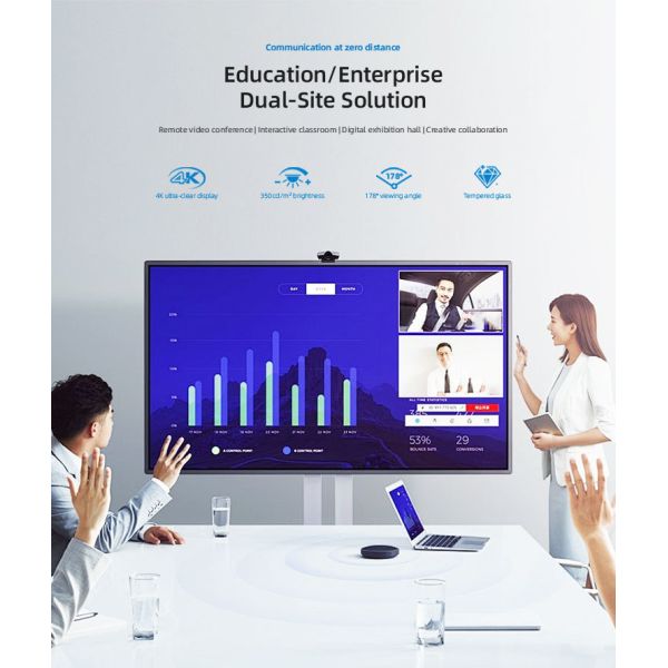 65-inch interactive whiteboard front view showing sleek design and large display