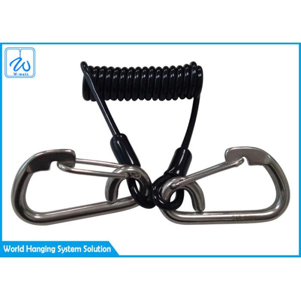 Professional Adjustable Retractable Safety Plastic Coated Spring Steel Coiled Tool Lanyard