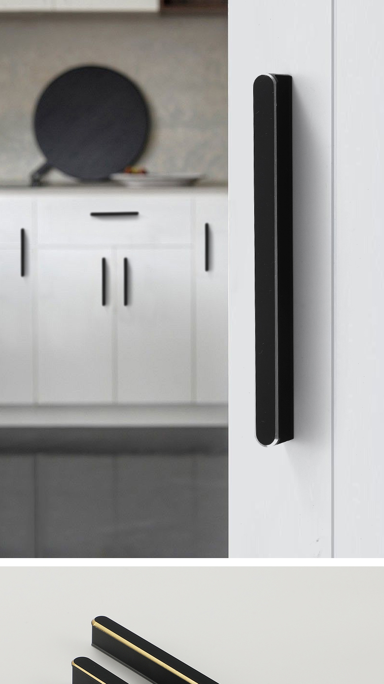 Modern T-shaped Handle White Black 17mm Aluminum Pull Knobs Adjustable Living Room Cabinet Wardrobe Drawer Dresser Pulls