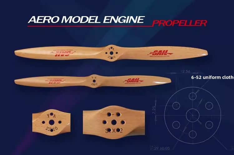Dle High-Efficiency Wooden Paddle with Gasoline Engine Non-Nylon Plastic Mounting Holes for Drones Accessories