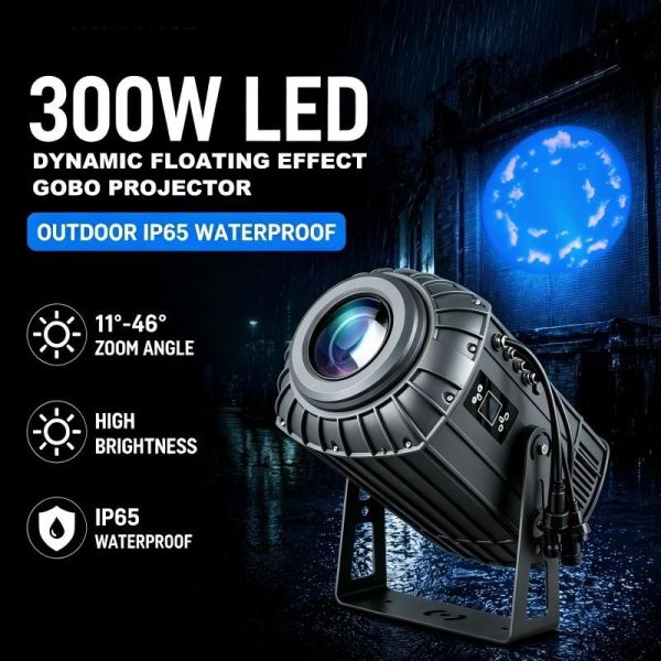 300W LED Zoom Outdoor Dynamic Floating Effect Gobo Projector Light