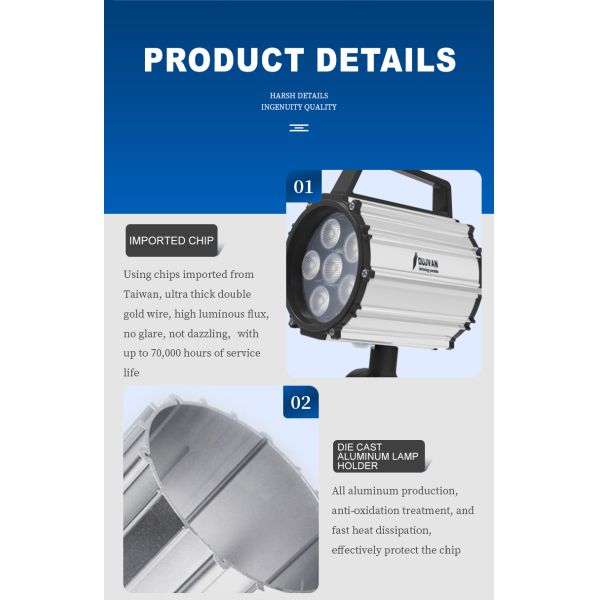 Industrial LED IP65 Swing Arm Work Lamp Precise Positioning For Warehouse And Workshop