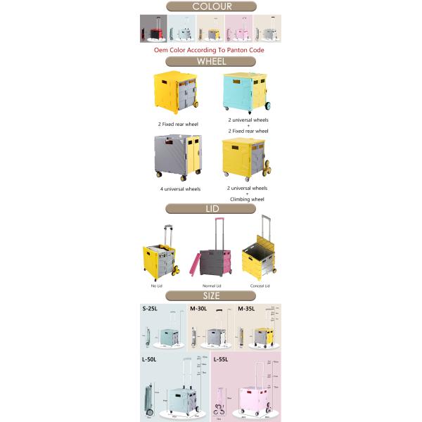 Grocery Small Lightweight Folding Plastic Shopping Cart 4 Wheels With Basket