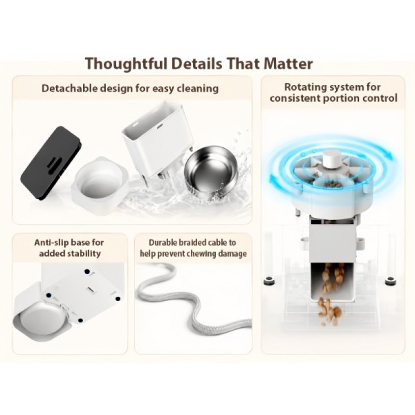 4L Smart Cat Feeder APP Programmable Timed Pet Feeder With Voice Recording