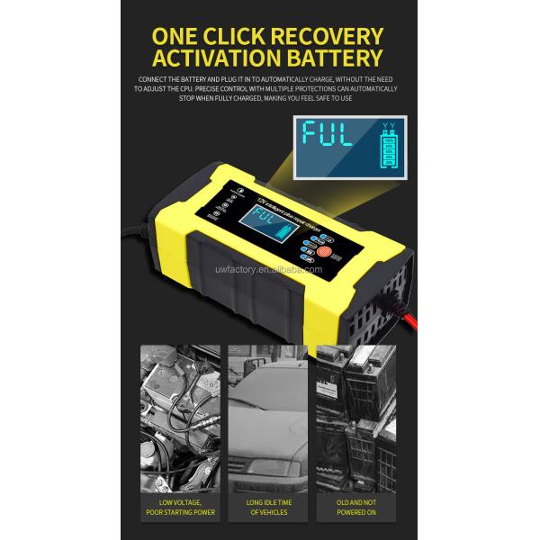 15W/10W/7.5W/5W Automatic Identification Connector Current Protection Pulse Repairing Charger for Motorcycle Car Battery