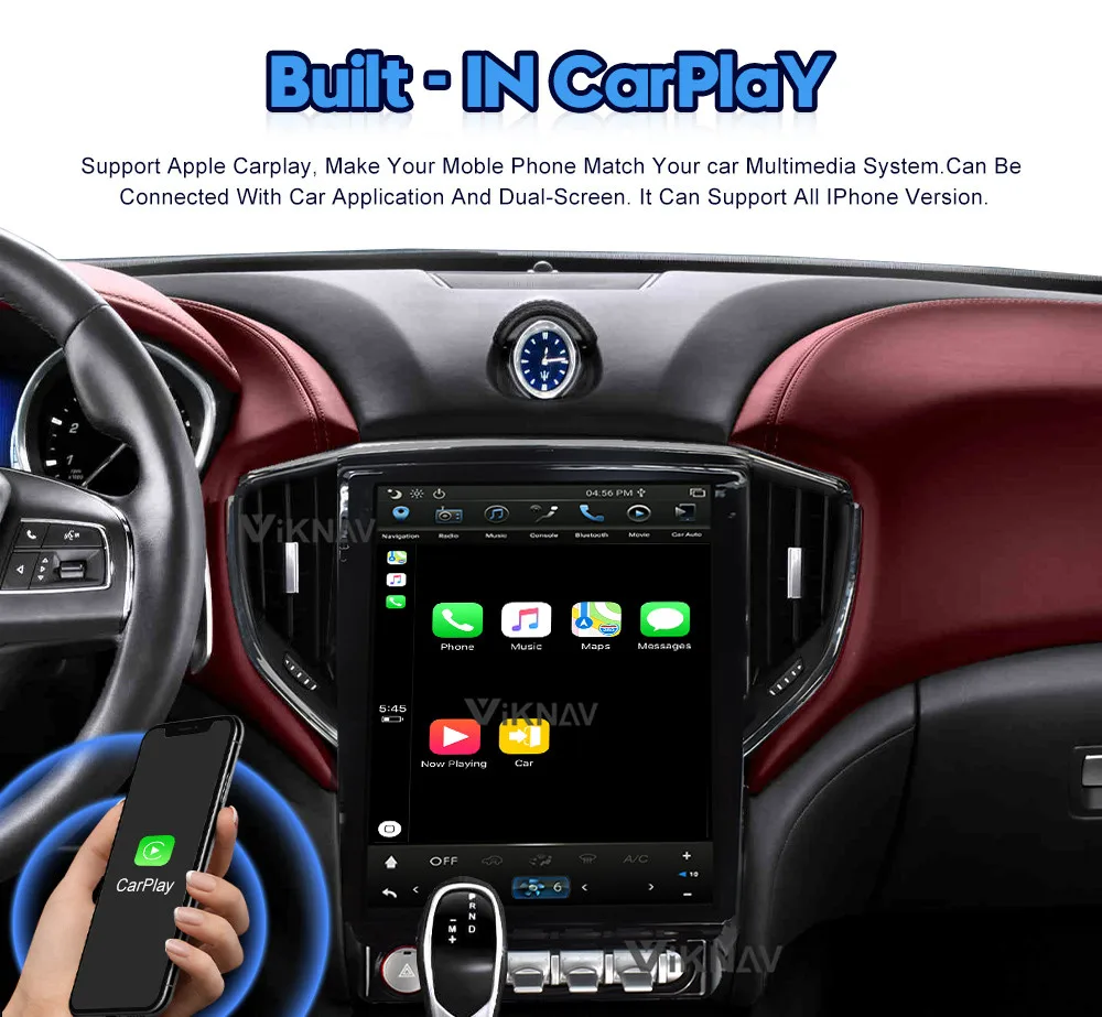 12.1 Inch Carplay Aftermarket Radio GBL Maserati Head Unit 2014 2015 2016 IPS DVR WiFi Carplay