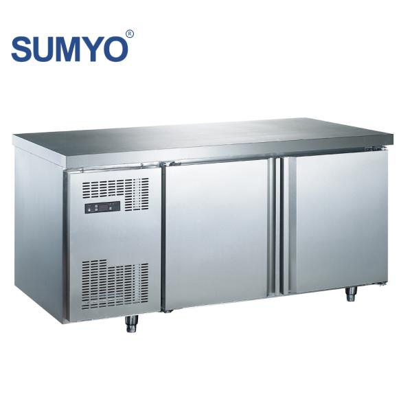 Commercial Kitchen Counter Workbench Double-Door Bullet Foot Storage Chiller Stainless Steel Single-Temperature Fan Refrigerator