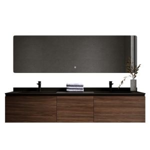 Buy cheap Hot Luxury Solid Wood Euro Style Wall Mounted Double Sink Cabinet Bathroom Vanity product