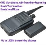 CW03 Micro Wireless Audio Transmitter+Receiver Listening Bug 500M Remote Sound