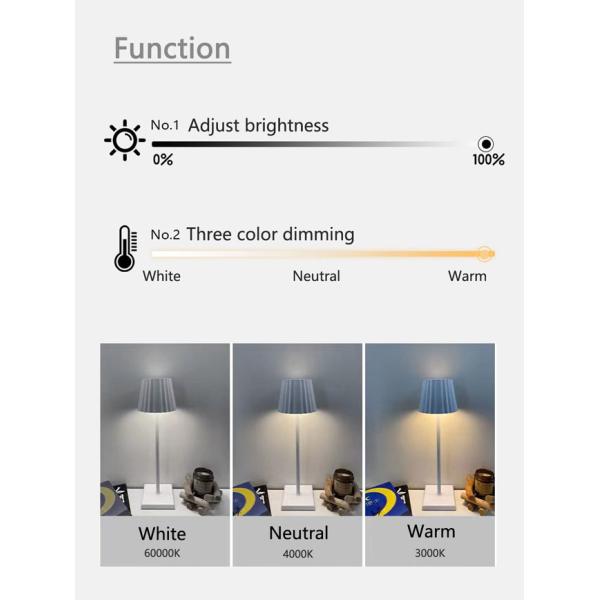 Black / White Touch LED Table Lamp 3W With 3 Leds In Tri Tone Finish