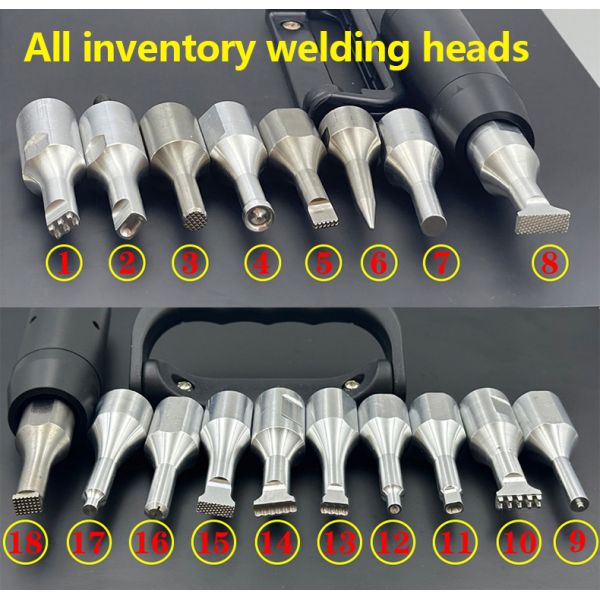 Close-up view of ultrasonic welding equipment components