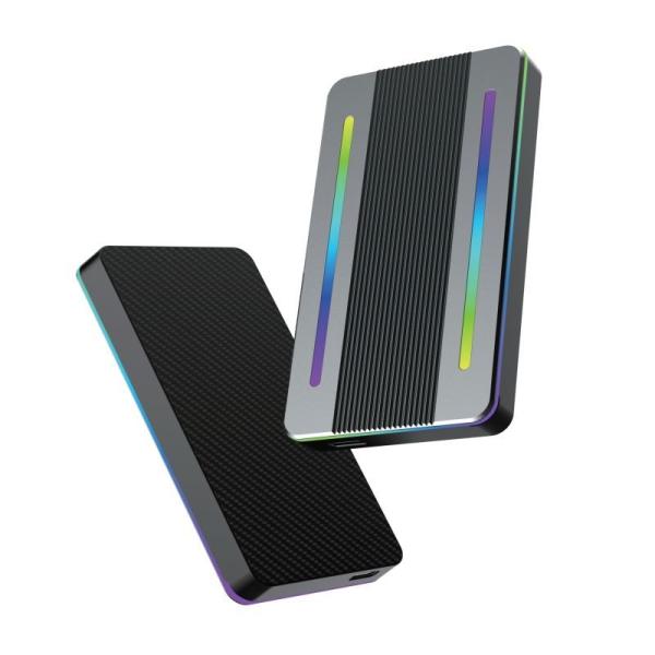 RGB Lighting Effect M. 2 SSD Mobile SSD Supports SATA and Mvne Protocols5gbps/10gbps Transmission Rate Glass Panel with Seven Colours RGB Light Effect