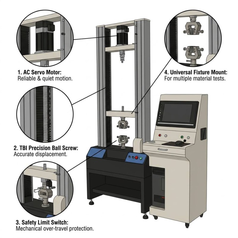 Precision Servo Motor Control Universal Testing Machine with Temperature Chamber for Plastic Rubber Metal