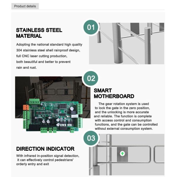 Automatic Supermarket Swing Turnstile Gate with Sensor Detection and Access Control Solution
