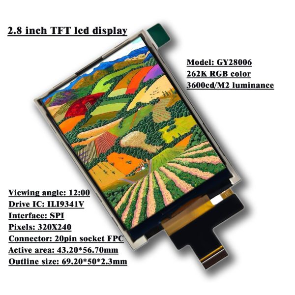 2.8 inch TFT LCD display interface details