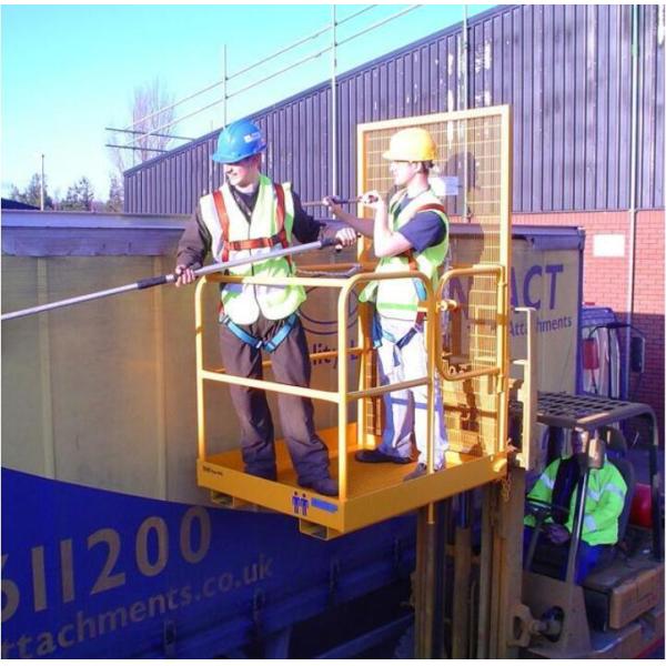 Extra Height Hanging Work Platform Forklift Basket Safety Cage Yellow Color