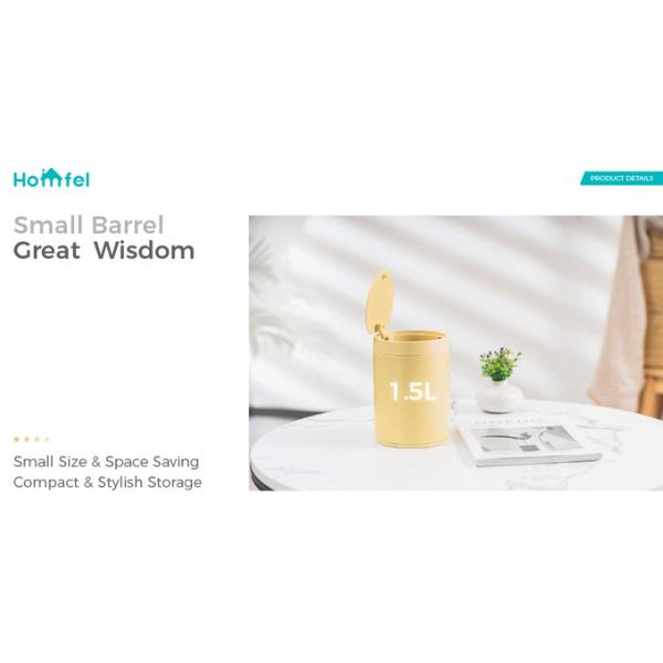 Support Room Space Selection 1.5L OEM Stainless Steel Desktop Mini Trash Bin with Press Open