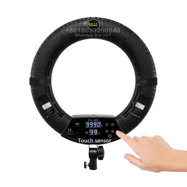 Pro Touch Screen LED Ring Light Rechargeable Battery Power Ring Light Bi Color Bluetooth Control