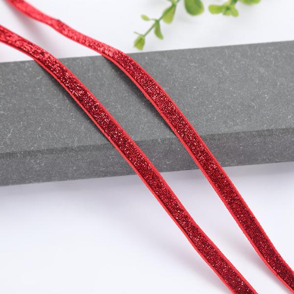 stretch metallic yarn velvet ribbon for garment apparel bags elastic flocking tapes