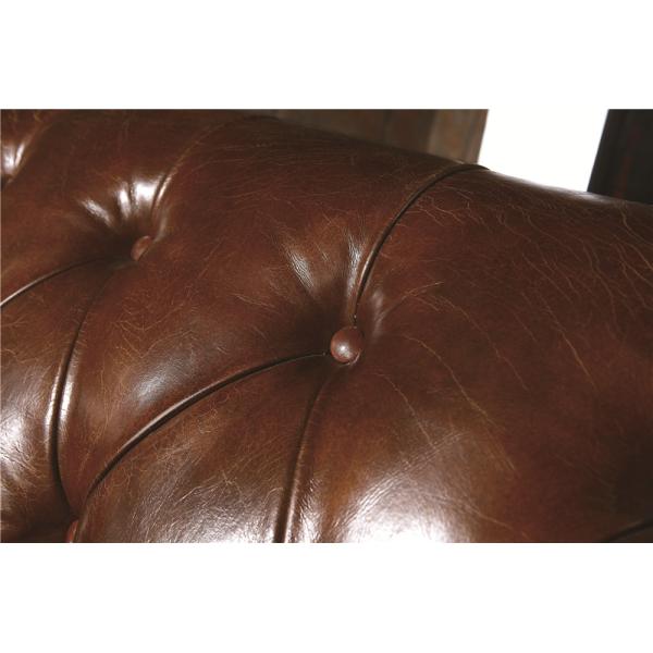 Retro Top Grain Soft Leather Sofa , Brown Leather Couch Set With Back Buttons