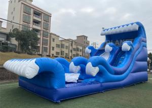 China 0.55mm PVC Backyard 15ft Inflatable Water Slides With Pool on sale