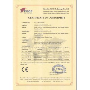 SHENZHEN MJK ELECTRONICS CO.,LIMTED Certifications