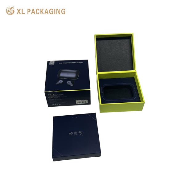 XL Packaging Black Rigid Paper Earphone Packaging Box Shockproof Mobile