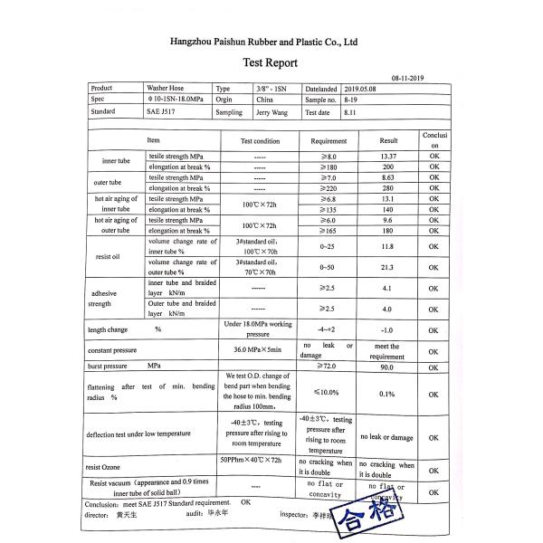 100m Length Bulk High Pressure Fuel Hose With CE And MSHA Certificate