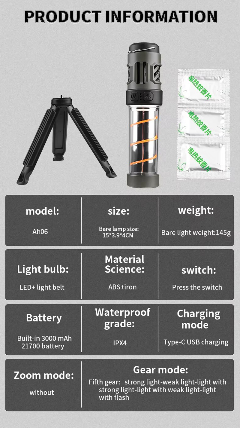 Tripod Campsite Multifunctional Camping Light LED Insect-Repelling Lamp Rechargeable Camping Light