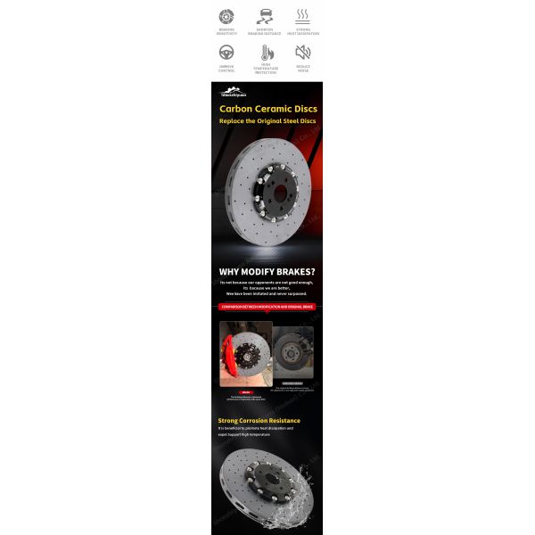 High Performance CCB Carbon Ceramic Brake Disc 440*40mm Front Rotor Kit Direct Fit For Audi RS7