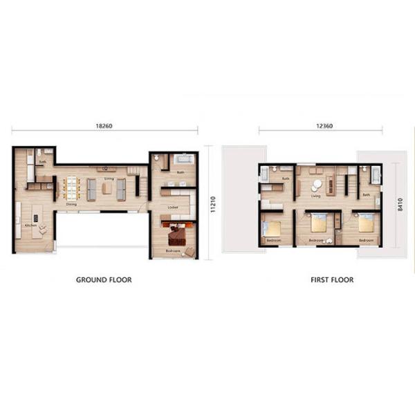ICC ES Certification Luxury Two 2 Story Prefabricated House With Windows Double Glass PVC Sliding Windows
