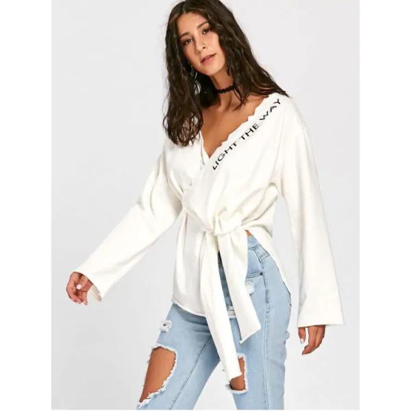 Spring Letter Pattern Long Sleeve Knitted Tip Top Women