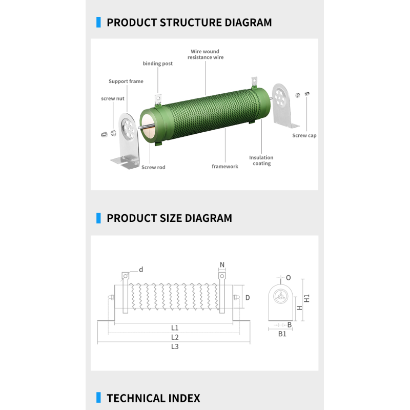 2000W High Power Ceramic Resistor 8 Ohm Resistance Ceramic Composition Fixed Wirewound