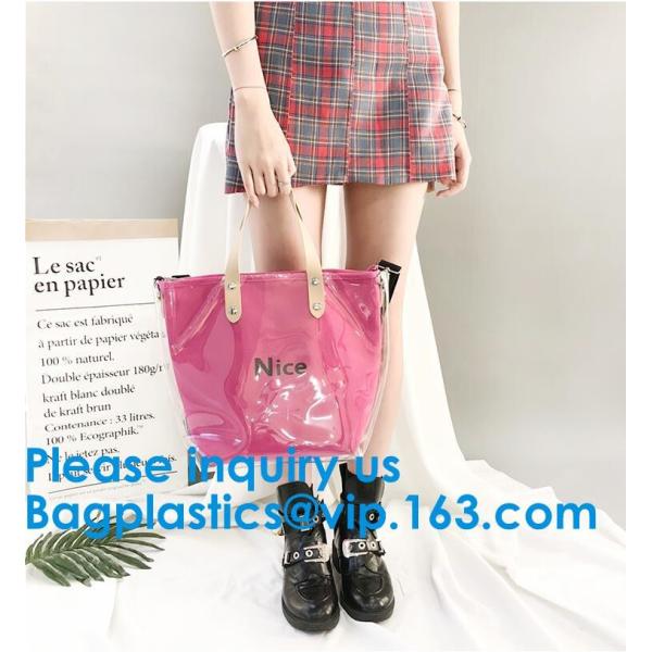 Fashion Ladies Rainbow Hologram Laser PVC Handbag Beach Shoulder Bag Shopping Tote Bag For Women