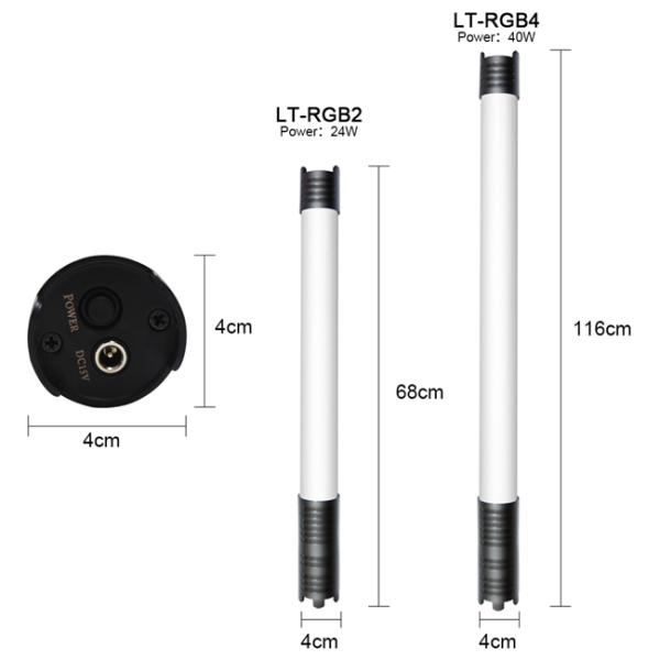 DMX 4ft LED RGB Video Tube Light Wand Rechargeable Battery Photographic Light Stick 360 Colors 10 effects