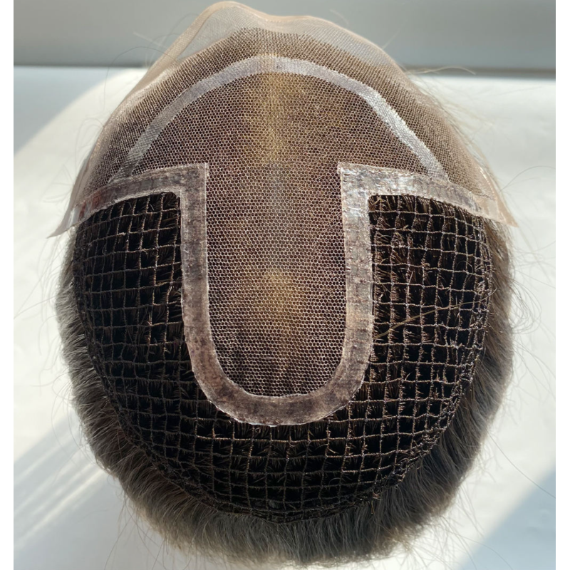 High Quality Natural Long Brown Integration Fishnet Base Virgin Multi Parting Hand Tied Human Hair Topper For Woman