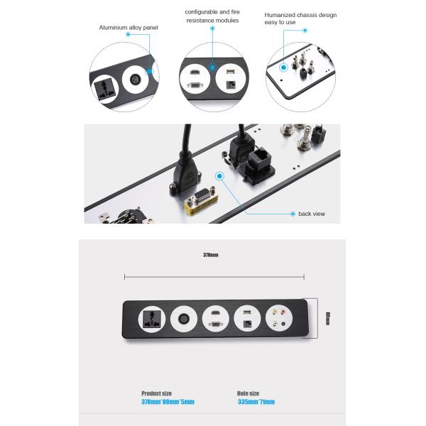 Undertable Desktop Socket Outlet Power Data Matte Black 230V