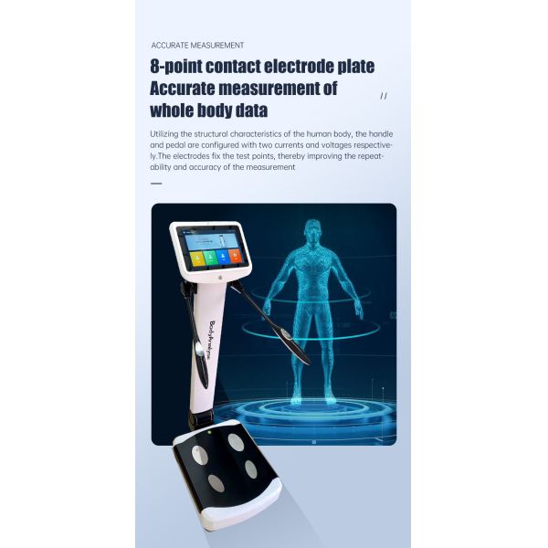 Hand Foot Electrodes 8 Point Multi Language QR Code Sharing Body Analyzer Machine
