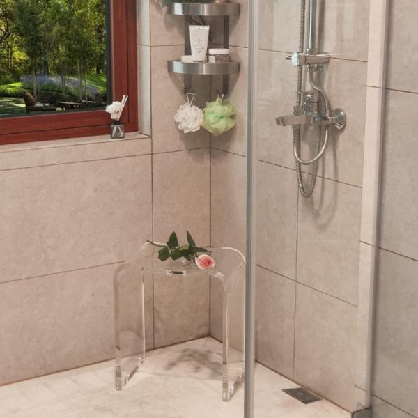 Durable and Transparent Acrylic Step Stool Small Shower Stool for Entryway Shower Bathroom Kitchen Bedroom, and Living Room