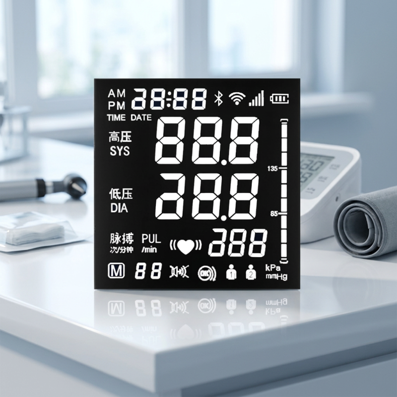 Custom VA Segment LCD Display for medical equipment applications