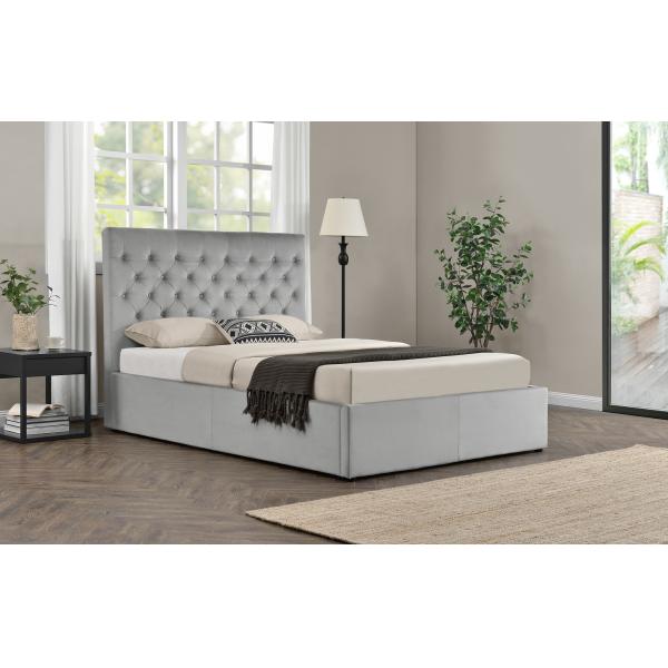 King Size Platform Tufted Upholstered Bed Frame With Buttons Headboard