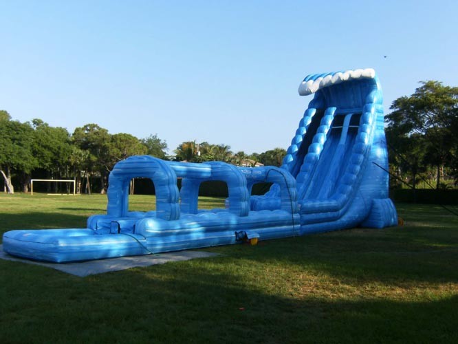 Double Blue Backyard Inflatable Water Slides , Long Water Slides